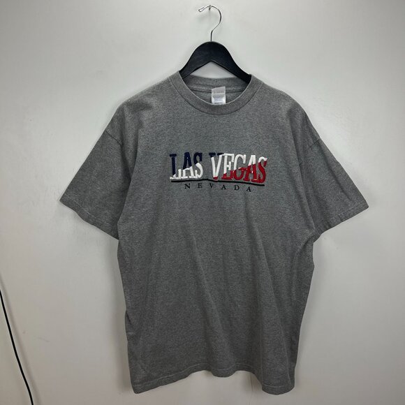 Vintage Y2K Las Vegas Nevada T-Shirt XL Gray Embroidered Tee USA - Picture 9 of 14